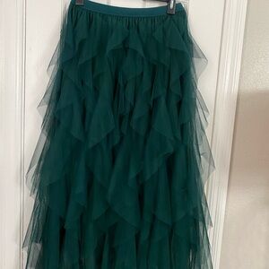 Soho Apparel Layered Green Tulle Skirt